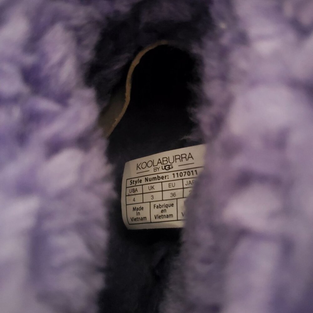 Koolaburra By UGG Purple Suede Kids Boots Glitter Stars Faux Fur Lining Size 4 - Picture 7 of 9